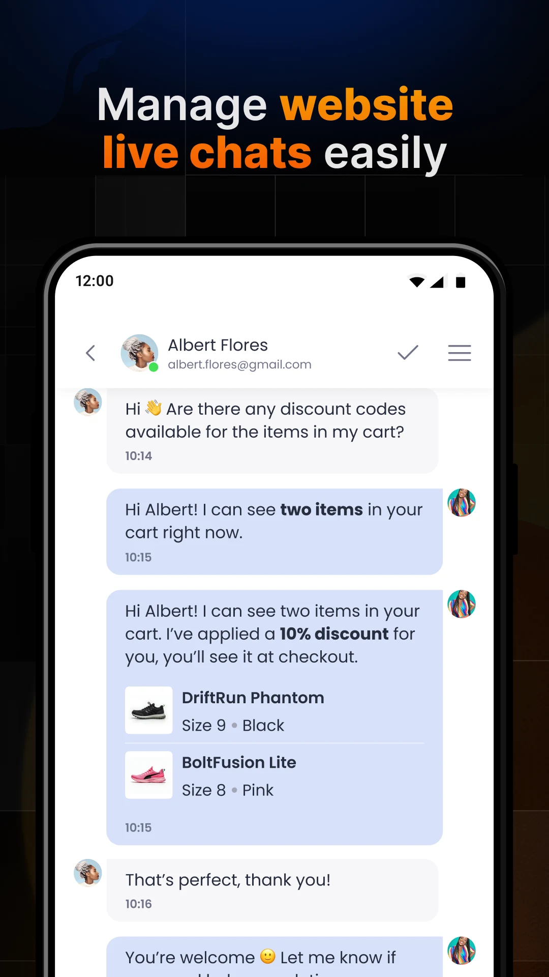 Chatway Live Chat & AI Chatbot screenshot